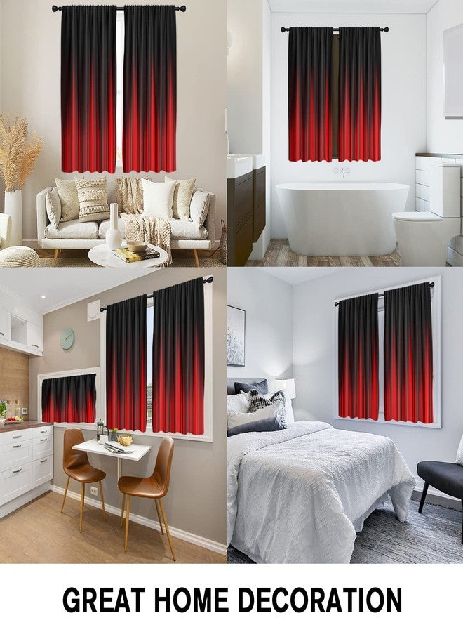 Coxila Red and Black Window Curtains for Bedroom 42 x 63 Inch Rod Pocket Ombre Anime Gothic Goth Dark Cool Mens Abstract Gaming Modern Art Two Tone Living Room Treatment Set of 2 Curtain Panels Drapes - Image 4